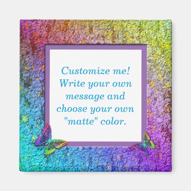 [Rainbow Blommigt Ram] Abstrakt w/Butterflies Magnet (Framsidan)