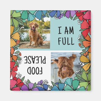 Rainbow Blommigt Ram Hund Matat foto Magnet