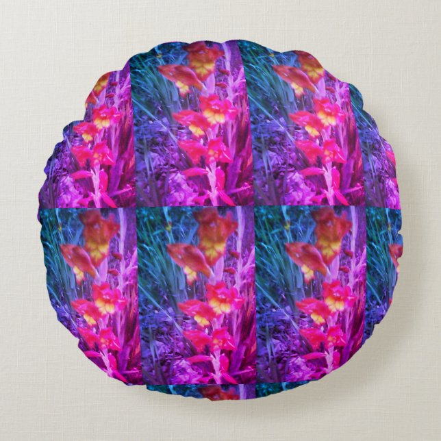 Rainbow Blommigt- Round Pillow Rund Kudde (Framsidan)