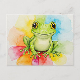 Rainbow Bloom Frog Postcard för postkorsning Vykort