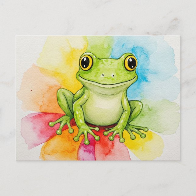 Rainbow Bloom Frog Postcard för postkorsning Vykort (Framsida)