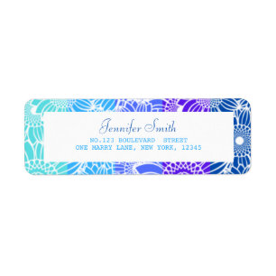 Rainbow Blue Rand Blommigt Birthday Adress Returadress Etikett