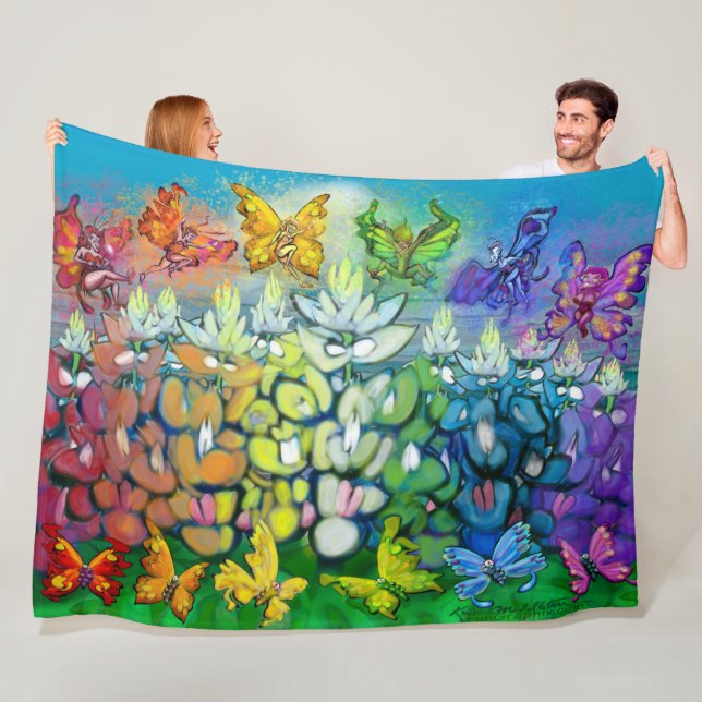 Rainbow Bluebonnets Karta Fleece Blanket (På plats)