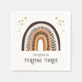Rainbow Boho Animal Print 3th Birthday Pappersservett
