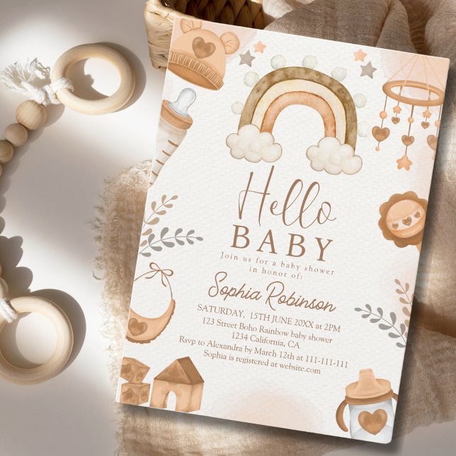 Rainbow Boho Baby Shower Gender Neutral Inbjudningar (Skapare uppladdad)