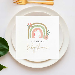 Rainbow Boho Baby Shower Muted Färg Earth Cute Pappersservett