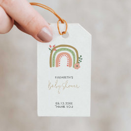 Rainbow Boho Baby Shower Muted Färg Earth Cute Presentetikett