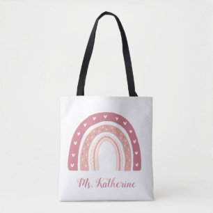 Rainbow Boho Pastel Rosa Teacher's Gift Tygkasse