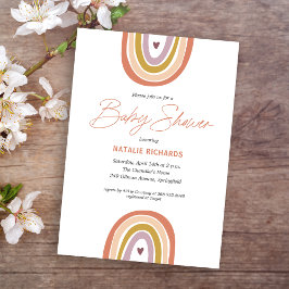 Rainbow Boho Peach Baby Shower Inbjudningar