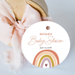 Rainbow Boho Peach Lila Baby Shower Gåvor Etiketter