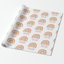 Rainbow Boho Peach Lila Birthday Wrapping Papper Presentpapper