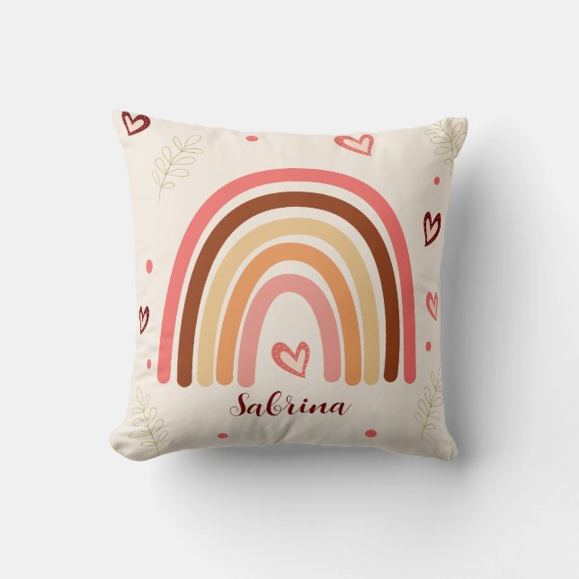 Rainbow Boho Polka dots och Harts Personlig Kudde (Framsida)