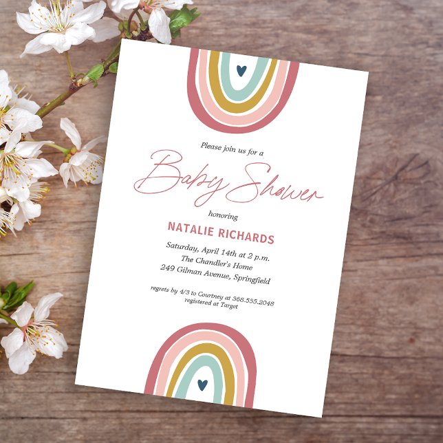 Rainbow Boho Rosa Blue Baby Shower Inbjudningar (Skapare uppladdad)