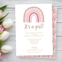 Rainbow Boho Rosa Girl Baby Shower