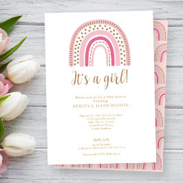 Rainbow Boho Rosa Girl Baby Shower Inbjudningar