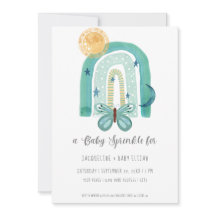 Rainbow Boho Watercolor Modern Teal Blue Sol Måne