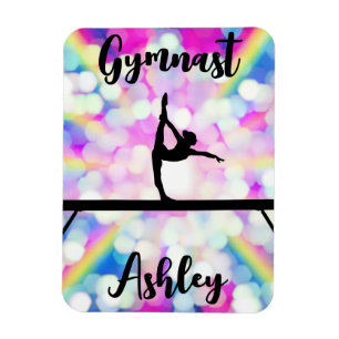 Rainbow Bokeh Blast Gymnastics Beam Personlig Magnet