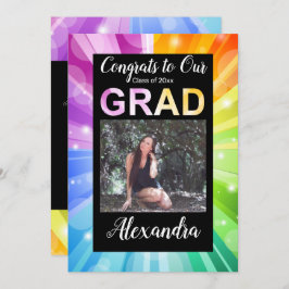 Rainbow Bokeh Bubble Art Photo Studenten Inbjudningar