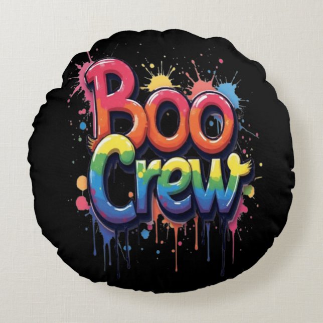 Rainbow BOO CREW Rund Kudde (Framsidan)