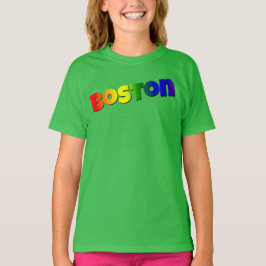 Rainbow Boston Font T Shirt