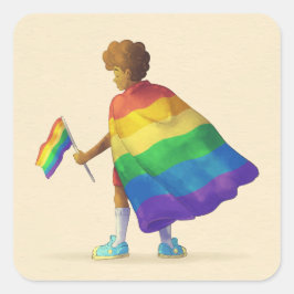 Rainbow Boy LGBT Sticker Fyrkantigt Klistermärke