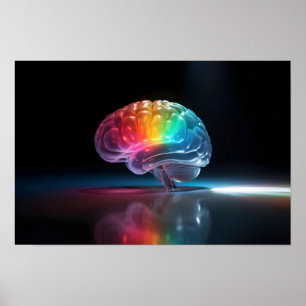 Rainbow Brain Glow Autism Neurodiversity Awareness Poster