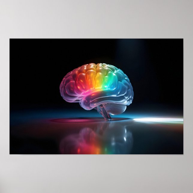 Rainbow Brain Glow Autism Neurodiversity Awareness Poster (Framsidan)