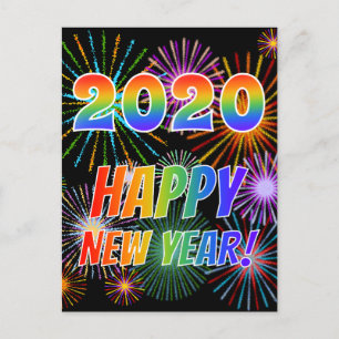 Rainbow Brev "2020" + "GOTT NYTT ÅR!" Vykort