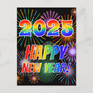 Rainbow Brev "2025" + "GOTT NYTT ÅR!" Vykort