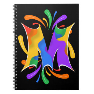 Rainbow Brev M Monogram Abstrakt Anteckningsbok