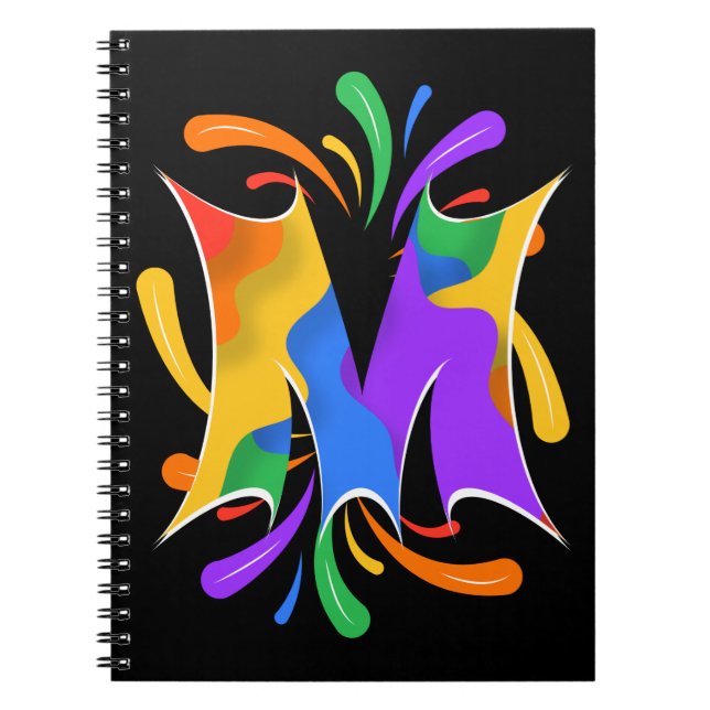 Rainbow Brev M Monogram Abstrakt Anteckningsbok (Framsidan)
