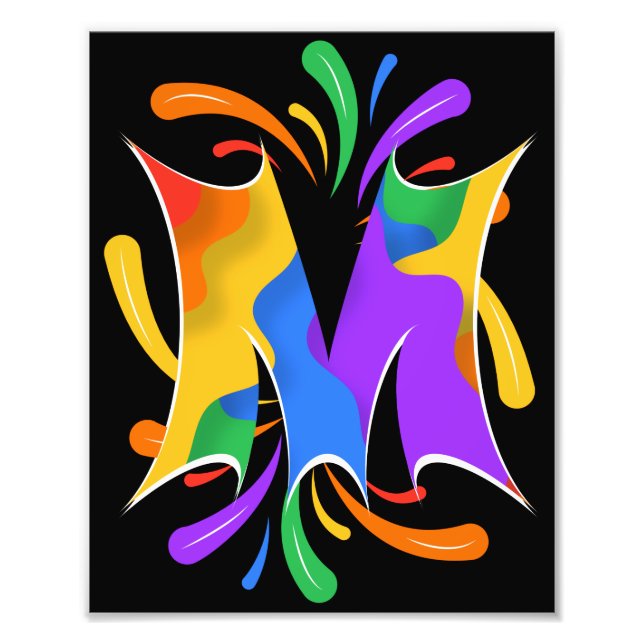 Rainbow Brev M Monogram Abstrakt Fototryck (Framsidan)