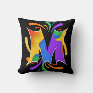 Rainbow Brev M Monogram Abstrakt Kudde