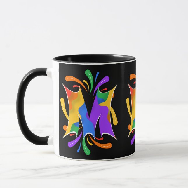 Rainbow Brev M Monogram Abstrakt Mugg (Vänster)