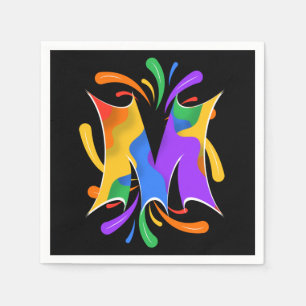 Rainbow Brev M Monogram Abstrakt Pappersservett