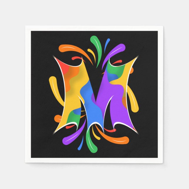 Rainbow Brev M Monogram Abstrakt Pappersservett (Framsidan)