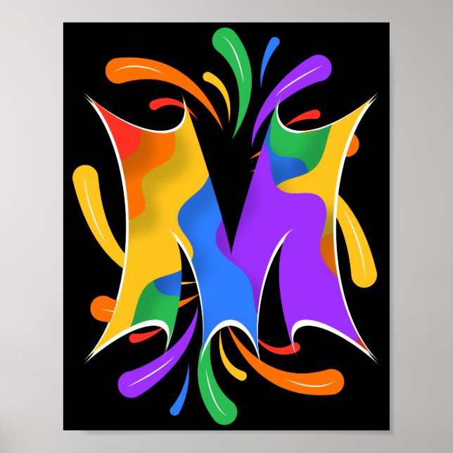 Rainbow Brev M Monogram Abstrakt Poster (Framsidan)