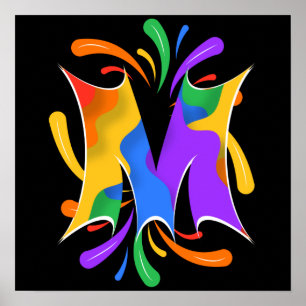 Rainbow Brev M Monogram Abstrakt Poster