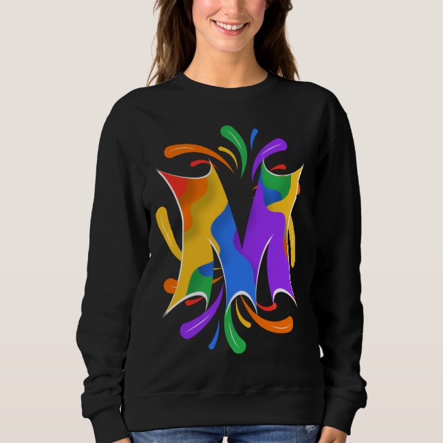Rainbow Brev M Monogram Abstrakt T Shirt (Framsida)
