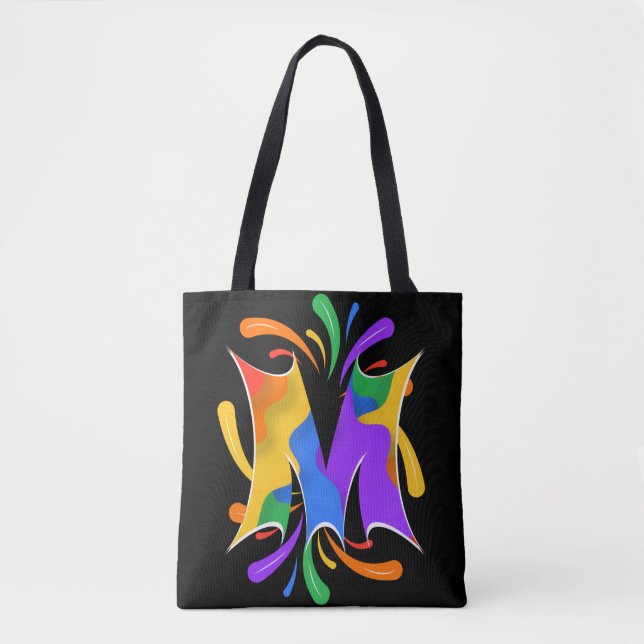 Rainbow Brev M Monogram Abstrakt Tygkasse (Framsida)