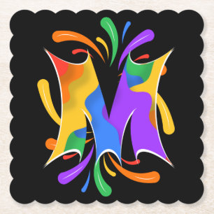 Rainbow Brev M Monogram Abstrakt Underlägg Papper