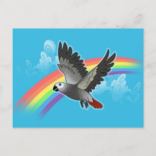 Rainbow bridge african grått parrot vykort