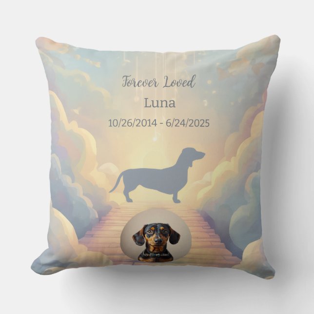 Rainbow Bridge Dachshund Memorial Pillow Custom Kudde (Framsida)