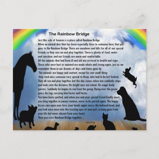 Rainbow Bridge Dikt Vykort (Framsida)