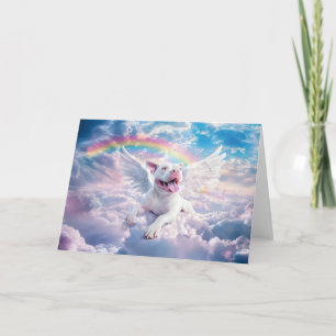 Rainbow Bridge Dikt, White Angel Hund Helgkort
