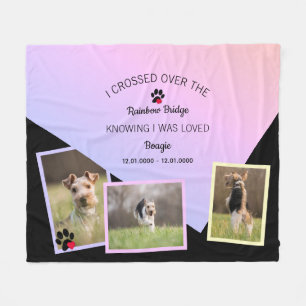Rainbow Bridge Fold over Pet Namn Photo Fleecefilt