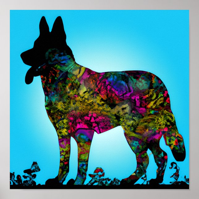 Rainbow Bridge German Shepherd Art Poster (Framsidan)