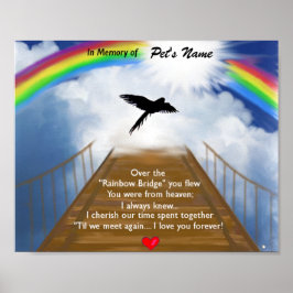 Rainbow Bridge Memorial Dikt för fåglar Poster