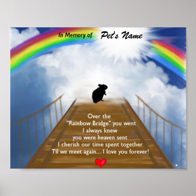 Rainbow Bridge Memorial Dikt för Hamsters Poster (Framsidan)