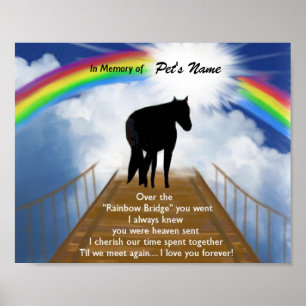 Rainbow Bridge Memorial Dikt för hästar Poster